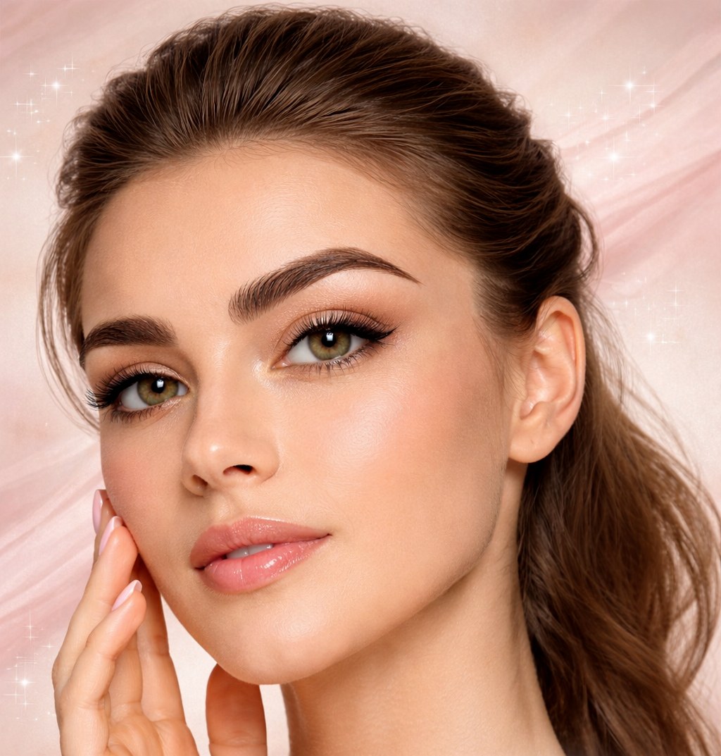 Woman with shaped, laminated eyebrows